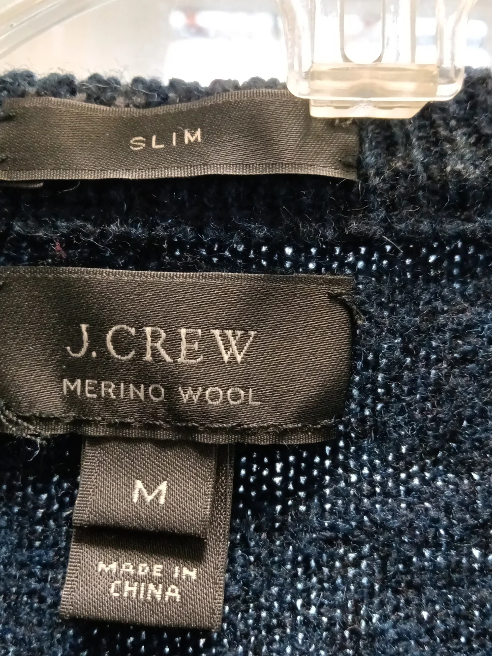 J. Crew Cable-Knit Crewneck Wool Med Slim Sweater Navy Blue Elbow Patches